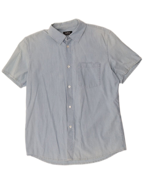 Camicia a maniche corte da uomo A.P.C blu medio