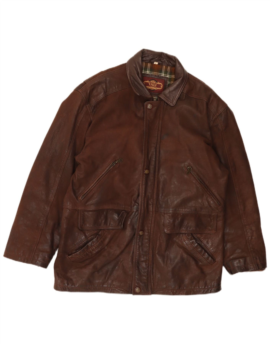Giacca in pelle da uomo della collezione Vali UK 40 grande in pelle marrone