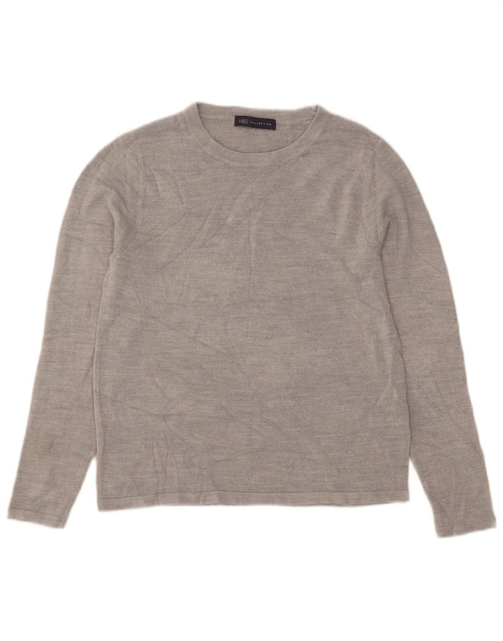 Marks & Spencer Womens Boat Neck Jumper Sweater UK 12 Medium Grey Acrylic