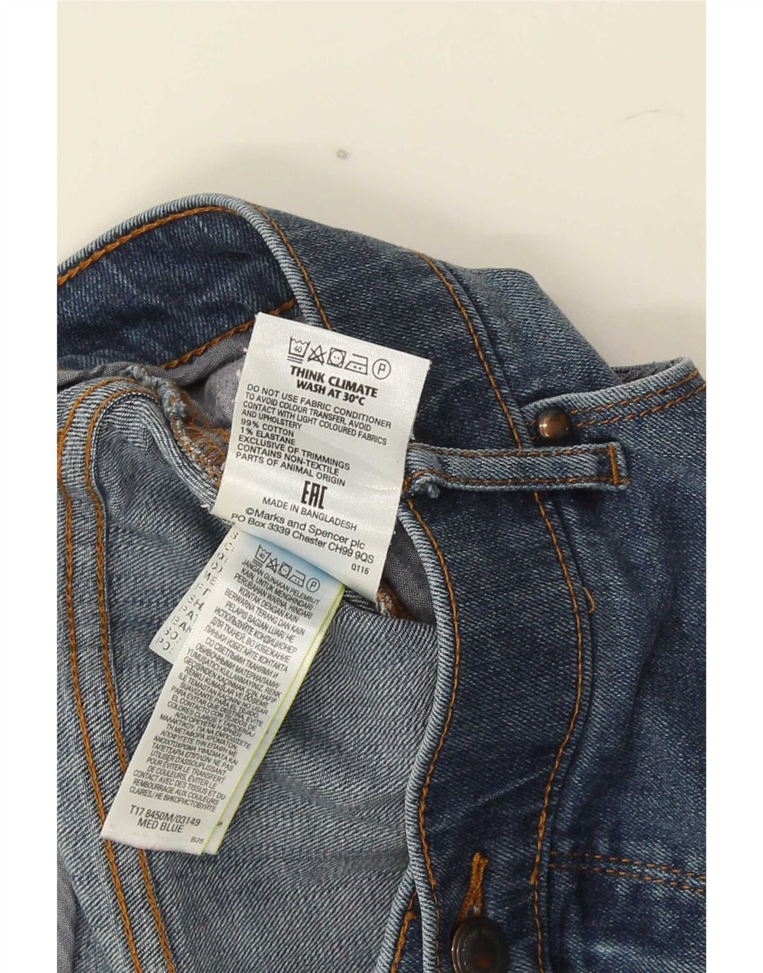 Marks & Spencer Herren-Jeans, normale Passform, gerade Passform, W40, L33, Blau, Baumwolle