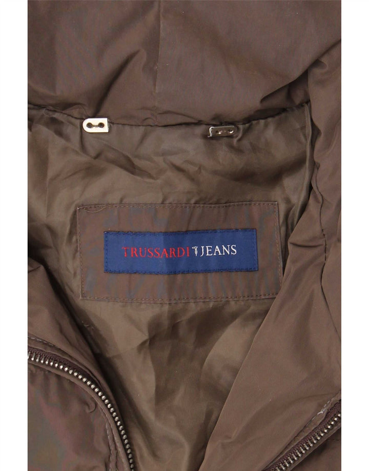 Trussardi Wattierter Damenmantel mit Kapuze IT 40 Small Braun