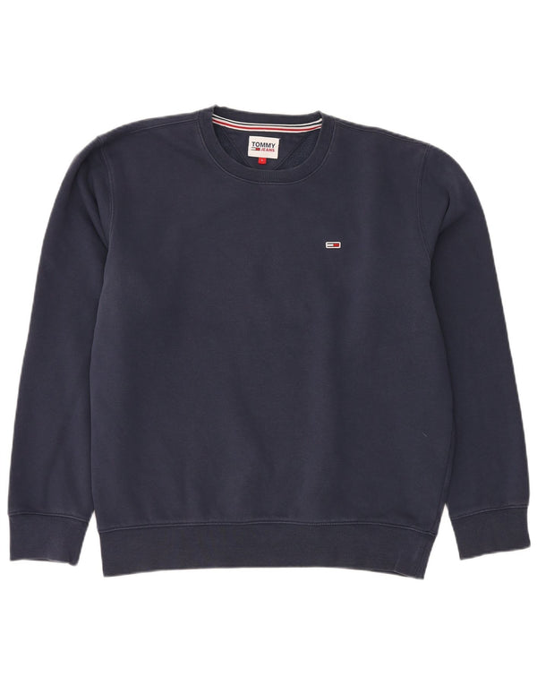 TOMMY HILFIGER Mens Sweatshirt Jumper Large Navy Blue Cotton
