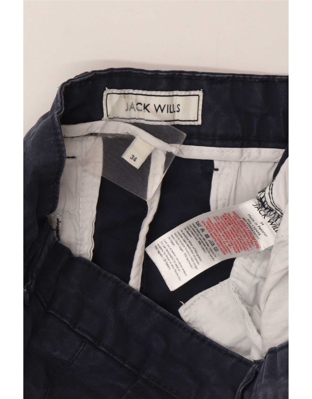 Jack Wills Mens Chino Shorts W34 Large Navy Blue Cotton