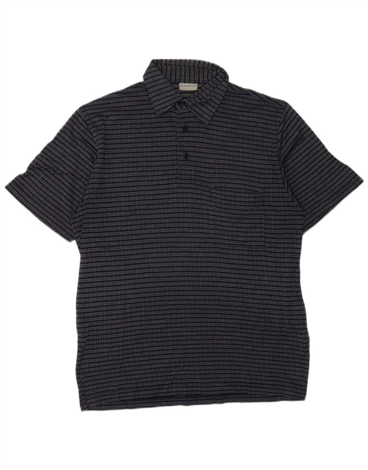 Vintage herre poloshirt IT 48 Mellem marineblå stribet bomuld