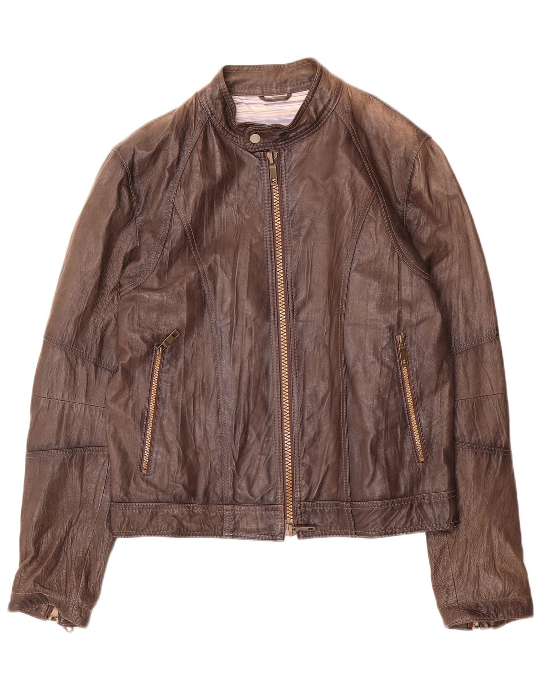 Jaqueta de couro masculina vintage IT 48 marrom médio