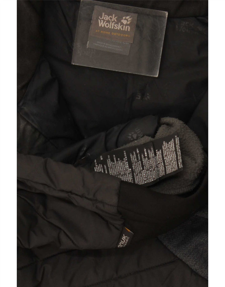 Женская стеганая куртка Jack Wolfskin UK 16, большой черный полиэстер с цветными блоками