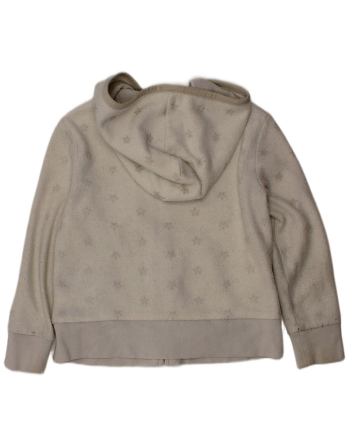 GAP Girls Graphic Hooded Fleece Jacket 6-7 Years Small White Polyester