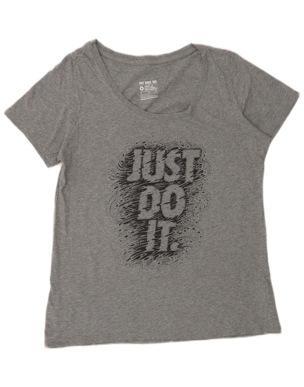 Γυναικείο γραφικό μπλουζάκι Nike τοπ UK 18 XL γκρι βαμβακερό