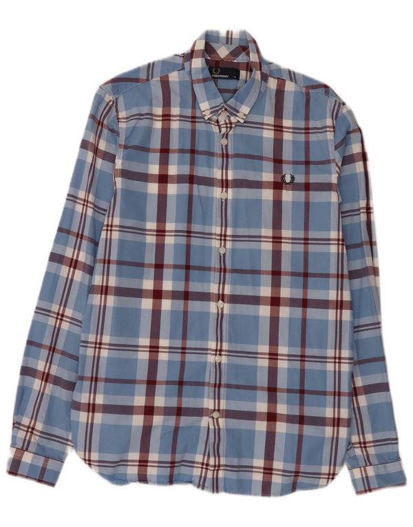 Camisa Fred Perry Hombre Algodón A Cuadros Azul Medio