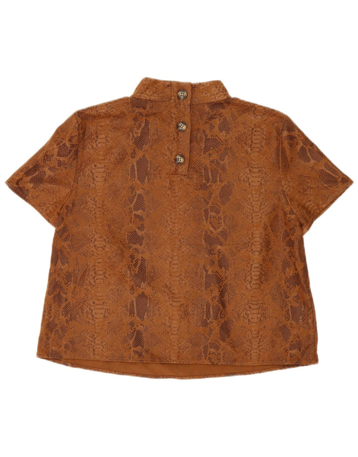 Zara Womens Blouse Top UK 14 Medium Brown Animal Print Polyester