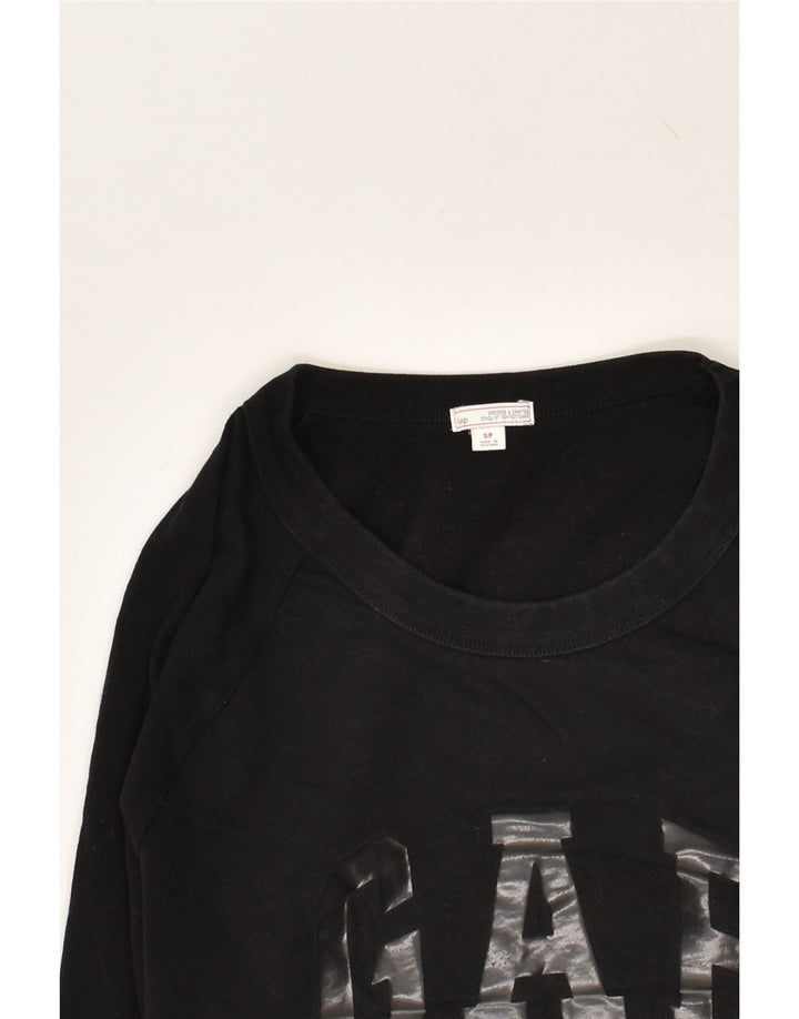GAP Womens Graphic Sweatshirt Jumper UK 10 Small Black Cotton | Vintage Gap | Thrift | Second-Hand Gap | Used Clothing | Messina Hembry 