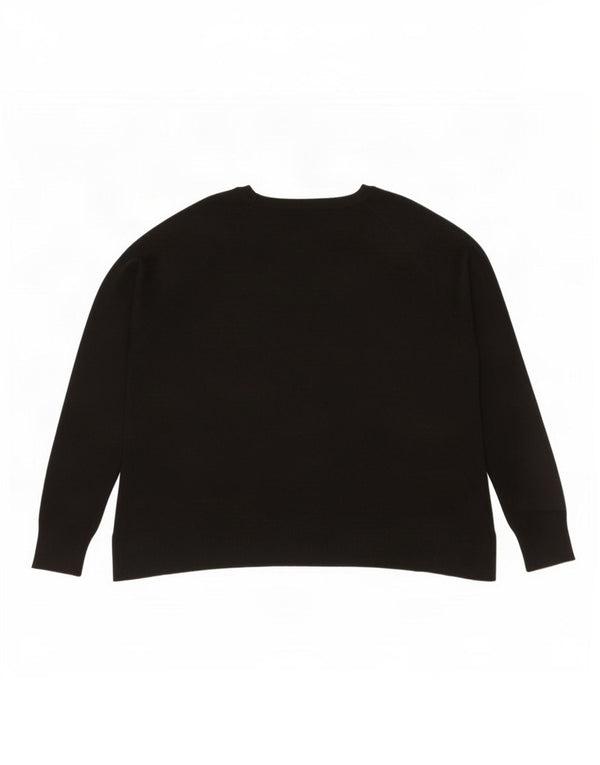 Zara Womens Crop Oversized Boat Neck Jumper Sweater UK 10 Small Black