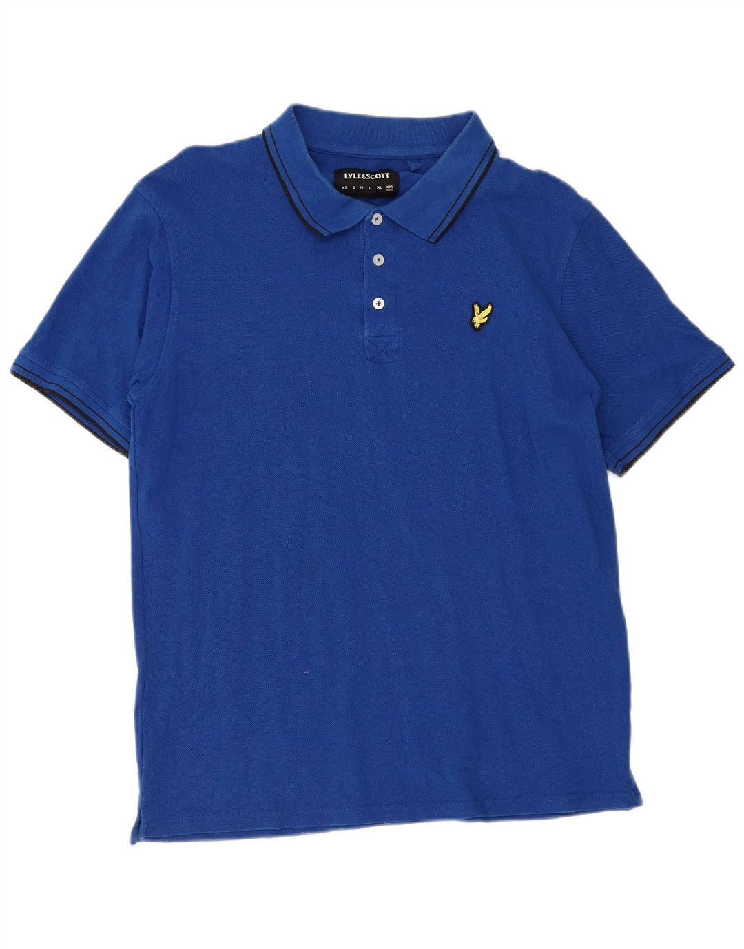 Lyle & Scott Mens Polo Shirt 2XL Blue Striped Cotton