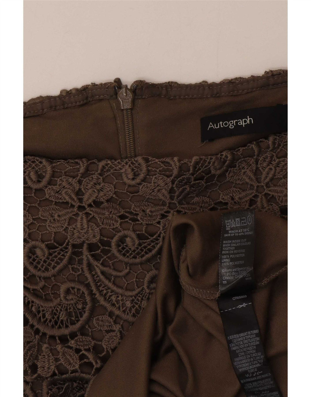 Marks & Spencer Womens Autograph Straight Skirt UK 12 Medium W30 Khaki