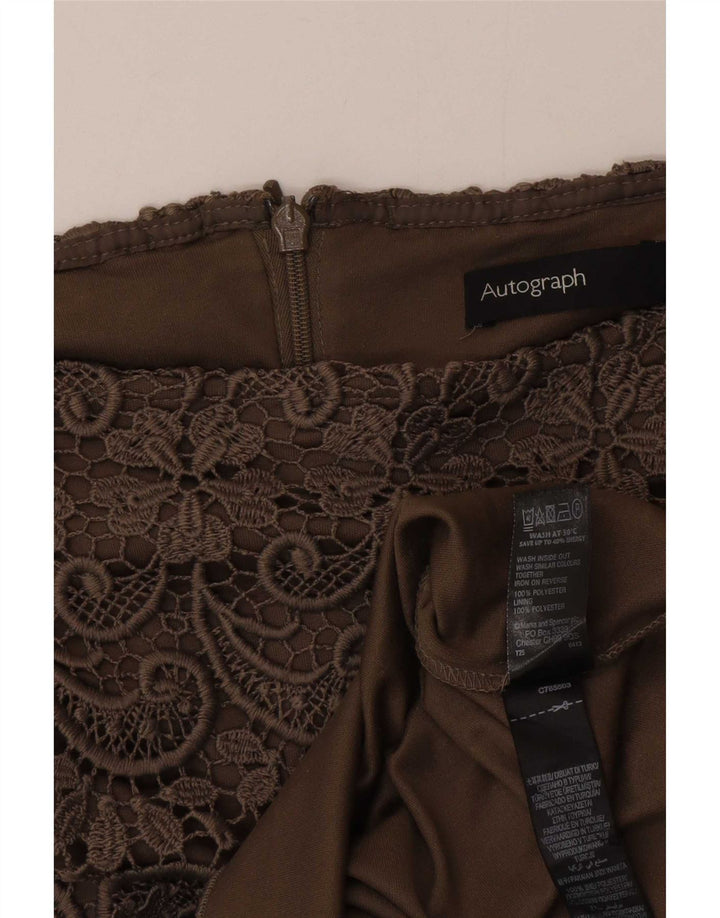 Marks & Spencer Womens Autograph Straight Skirt UK 12 Medium W30 Khaki