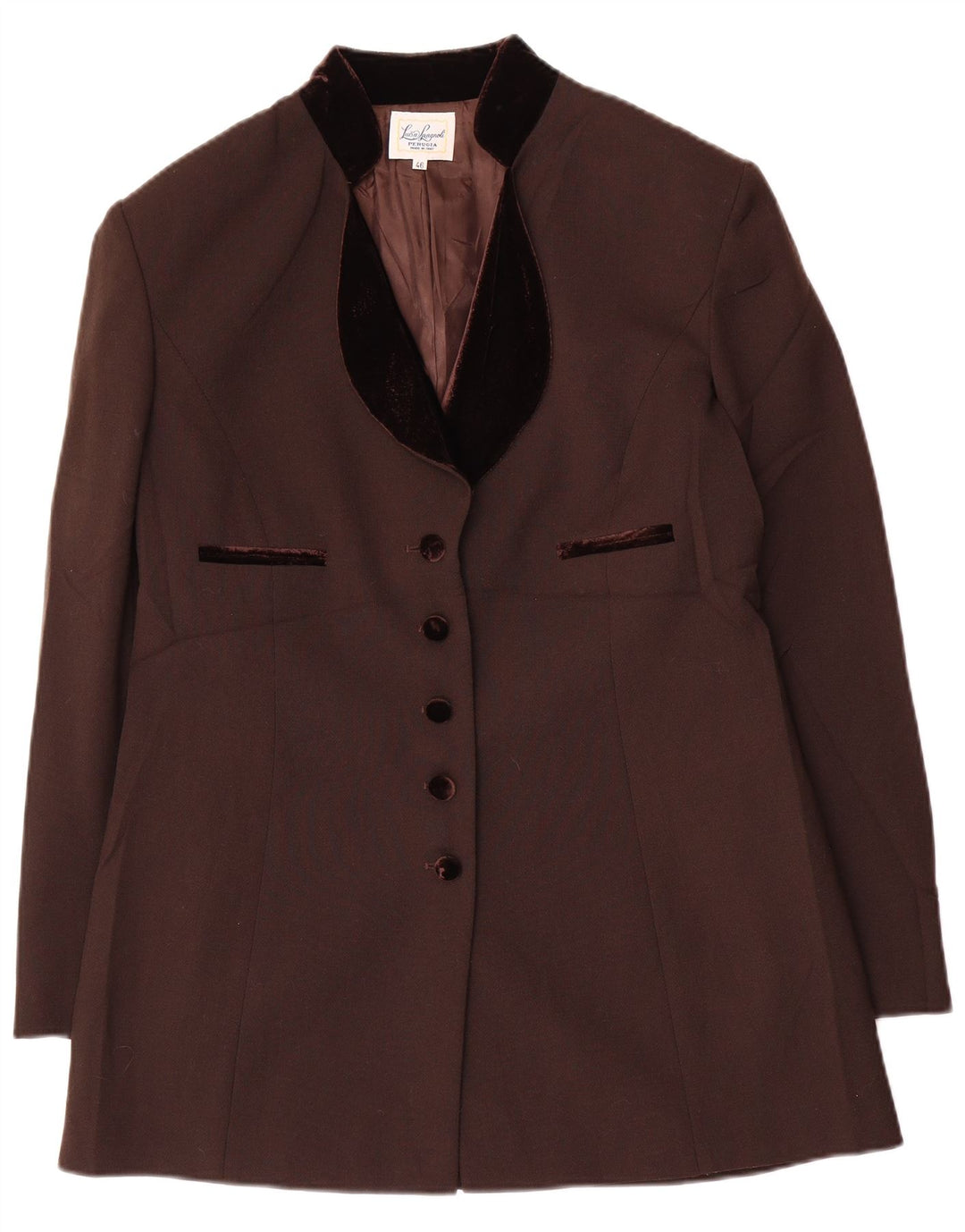 Luisa Spagnoli Womens Overcoat IT 46 Large Brown Wool