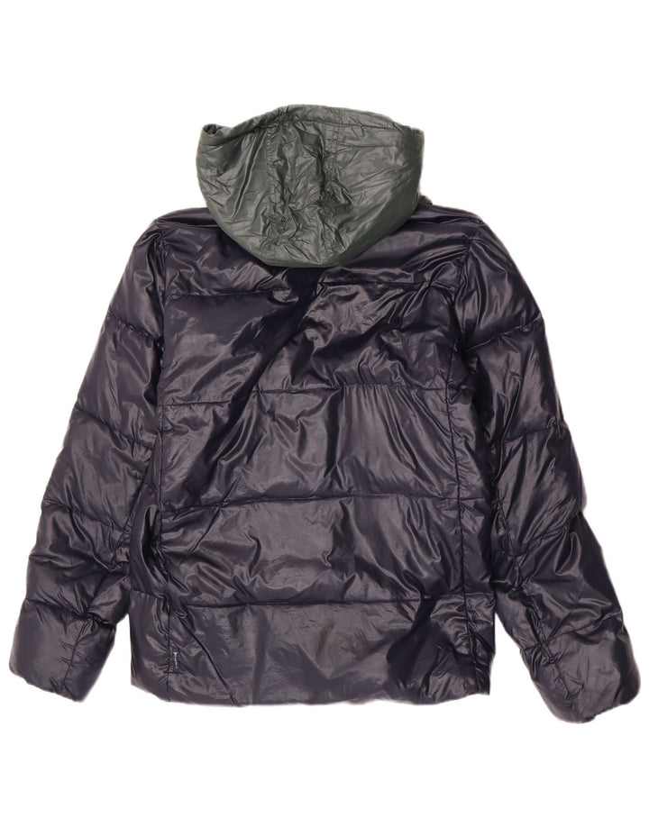 Armani Junior Boys Hooded Padded Jacket 15-16 Years Navy Blue Colourblock