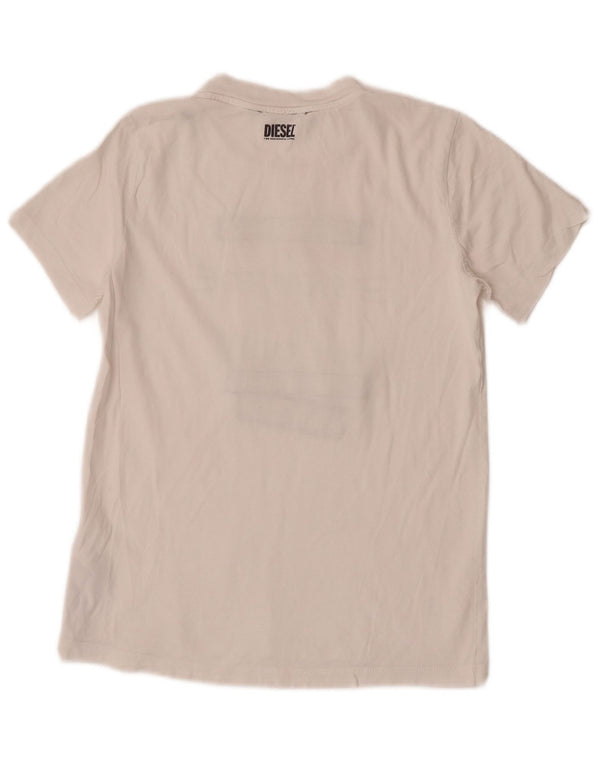 Diesel Womens Graphic T-Shirt Top UK 6 XS Weiße Baumwolle