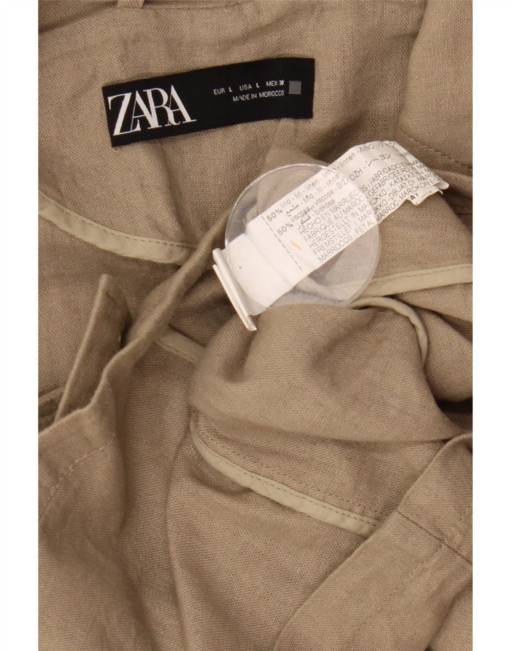 Giacca blazer doppiopetto oversize corta da donna Zara UK 16 grande cachi