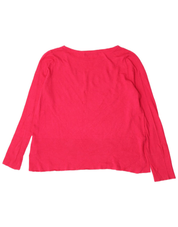 Marks & Spencer Womens Boat Neck Jumper Sweater Uk 14 Large Pink Cotton