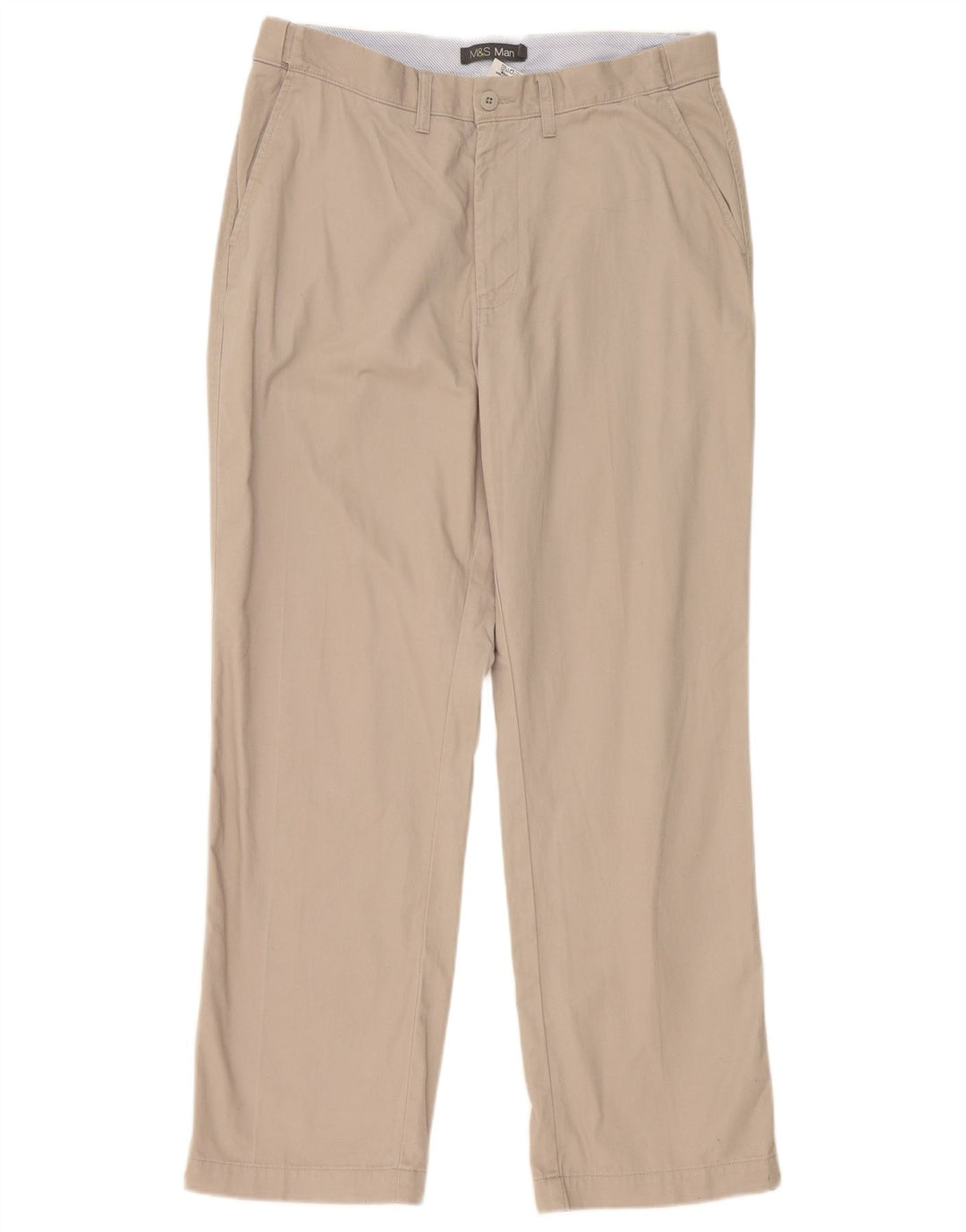 Marks & Spencer Mens Straight Chino Trousers W36 L31 Grey Polyester