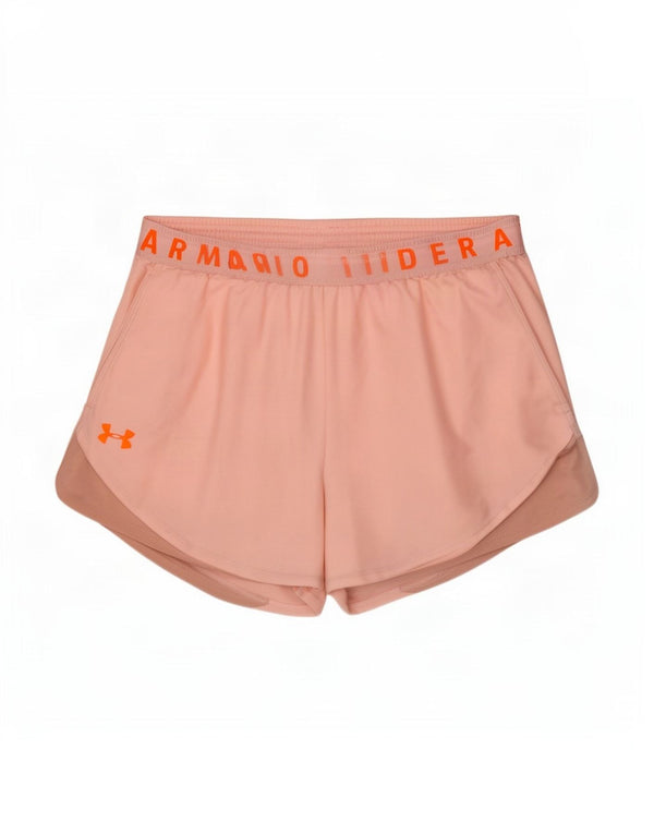 Under Armour Womens Heat Gear Graphic Sport Shorts UK 14 Medium Pink