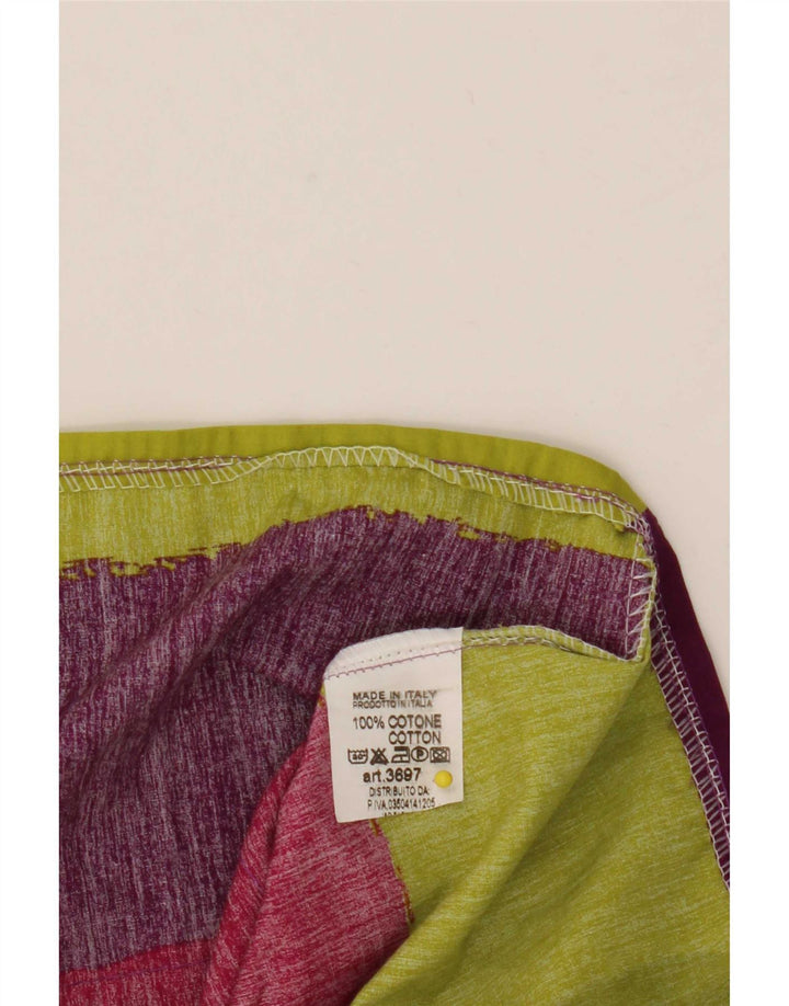 Vintage Kvinders Crop Kortærmet Skjorte UK 14 Medium Flerfarvet Stribet