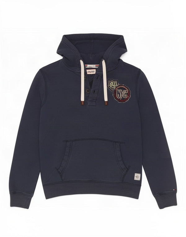 Tommy Hilfiger Mens Graphic Hoodie Jumper Large Navy Blue Cotton