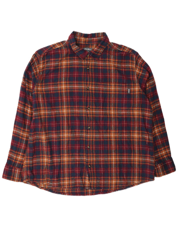 Eddie Bauer Mens Flannel Shirt 2XL Multicoloured Check Cotton