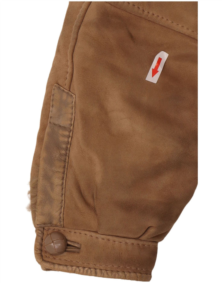 Винтажная женская короткая дубленка IT 44 Medium Beige Shearling