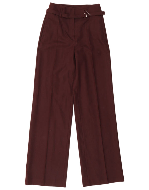 Massimo Dutti Γυναικείο φαρδύ παντελόνι casual EU 36 XS W26 L33 Βουργουνδίας