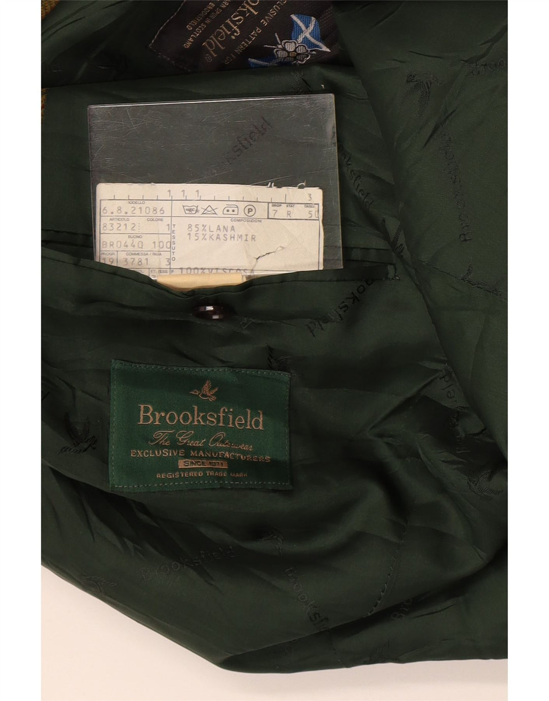 Brooksfield Mens 2 Button Blazer Jacket IT 50 Large Green Check Wool