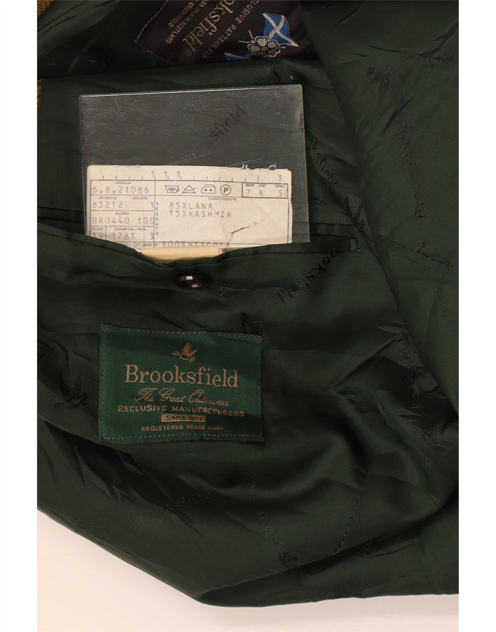 Brooksfield Mens 2 Button Blazer Jacket IT 50 Large Green Check Wool