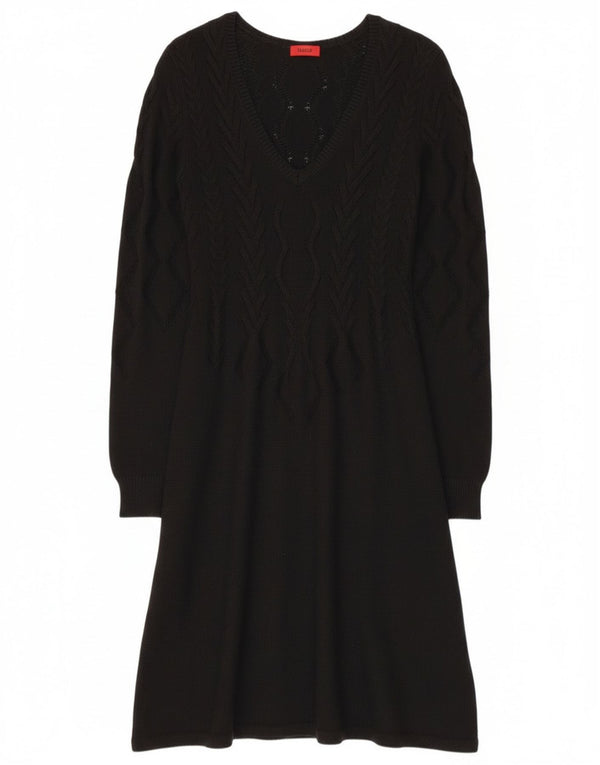 Hugo Boss Womens Jumper Dress UK 6 XS Black Cotton