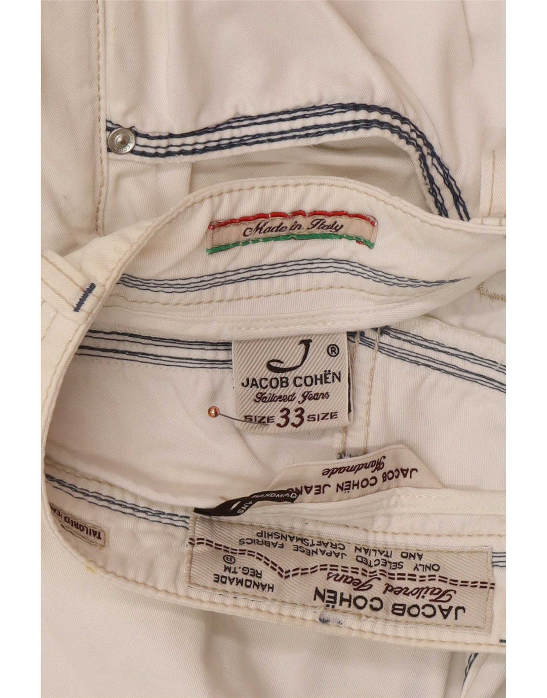 Jacob Cohen Mens Straight Jeans W33 L31 White Cotton