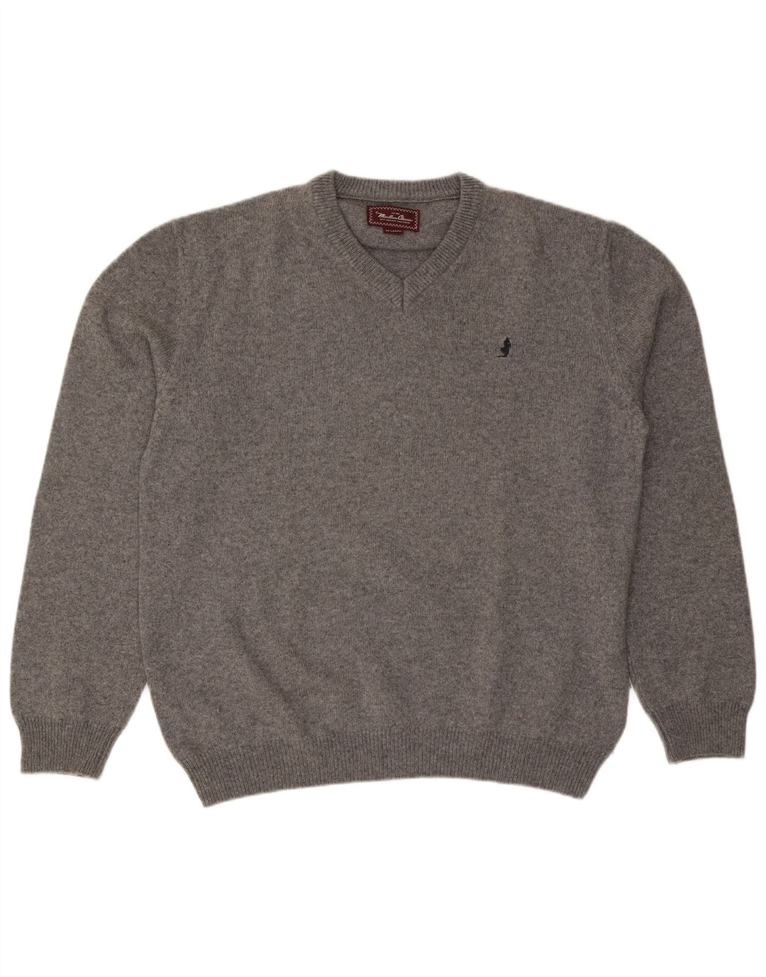 Marlboro Classics Herren-Pullover mit V-Ausschnitt, 2XL, graue Wolle