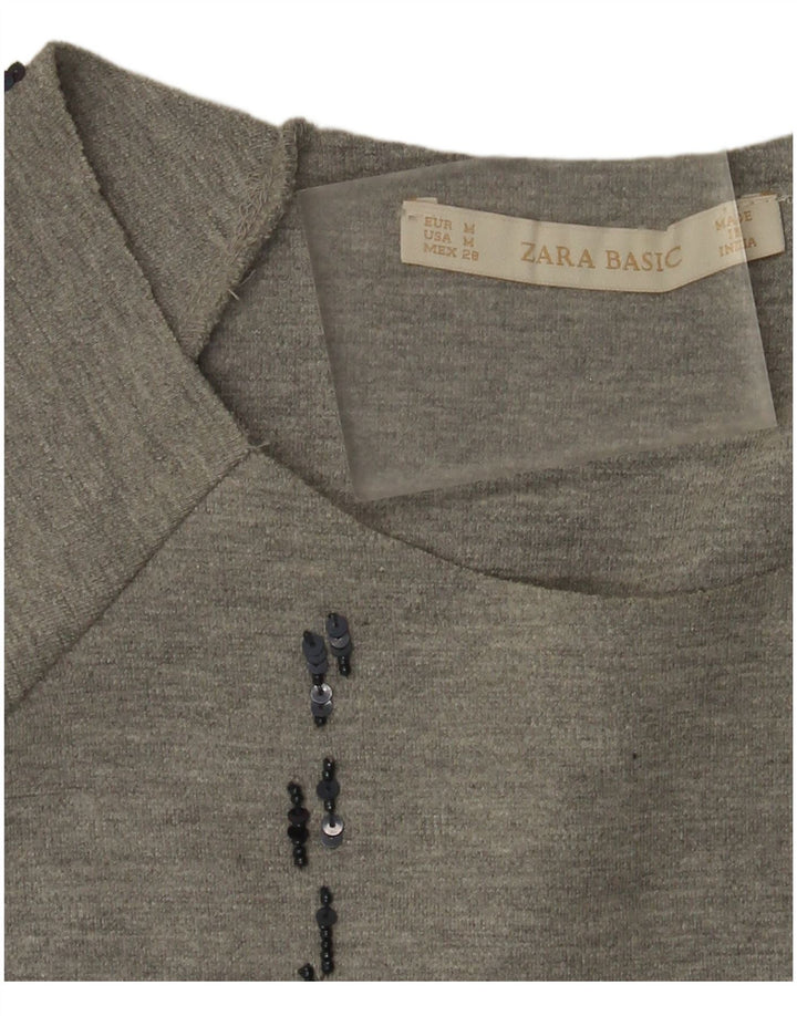 Zara Dame Oversized Top 3/4 ærme UK 14 Medium Grey Check