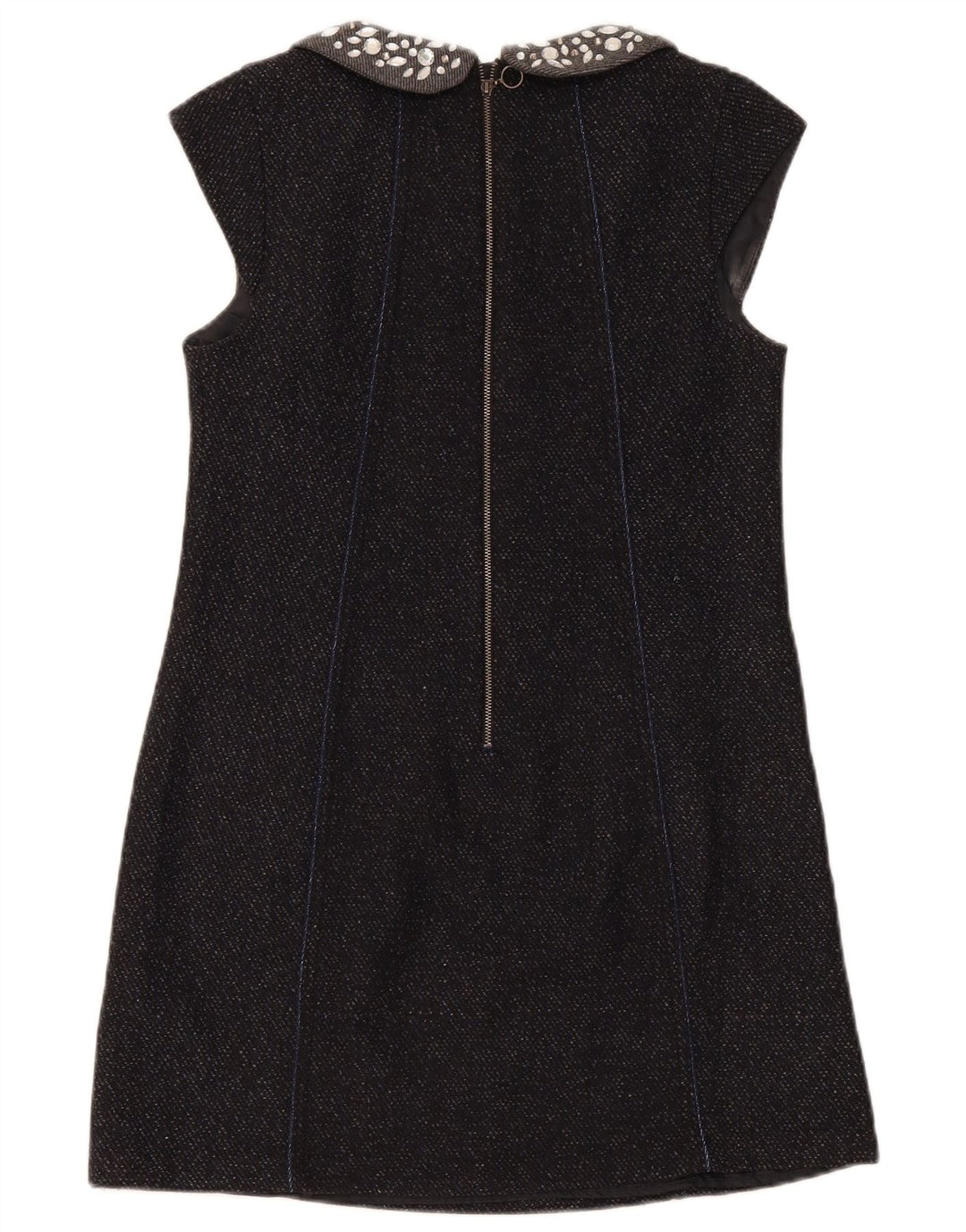 Abito a trapezio da donna Superdry UK 12 medio in lana screziata blu navy