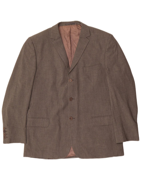 Massimo Dutti Herre Stretch 3 Button Blazer Jacket UK 46 XL Brun Polyester