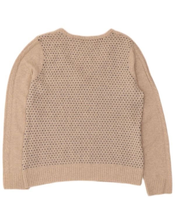 Crew Clothing Womens V-Neck Jumper Sweater UK 14 Medium Beige Fair Isle