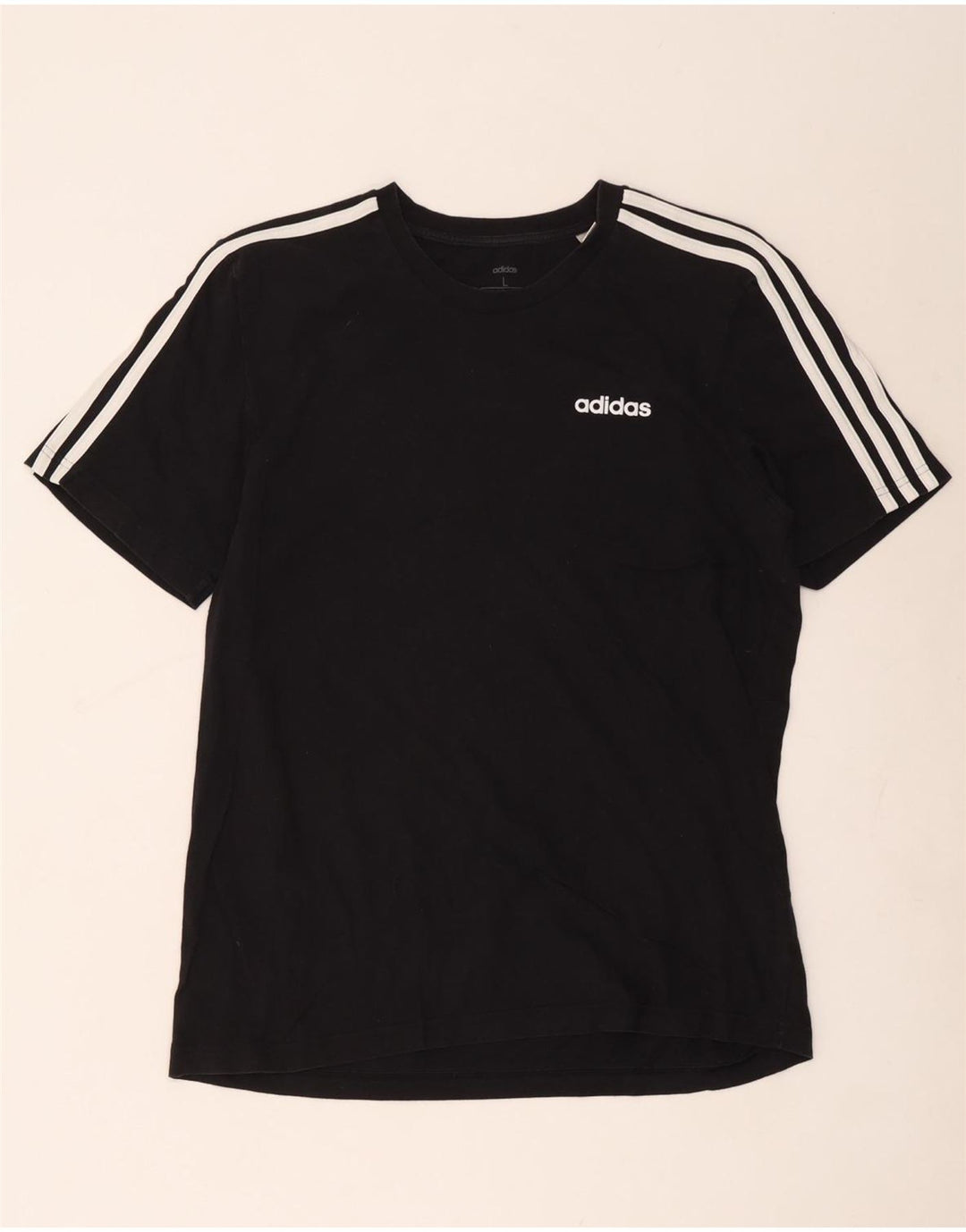 Adidas Mens T-Shirt Top Large Black Cotton