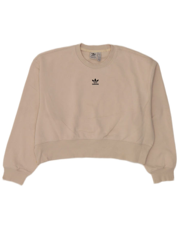 Adidas Damen Übergroßer Sweatshirtpullover UK 8/10 Small Beige Baumwolle
