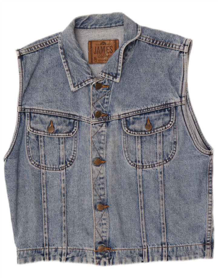 James Dillon Mens Denim Gilet UK 36 Small Blue Cotton
