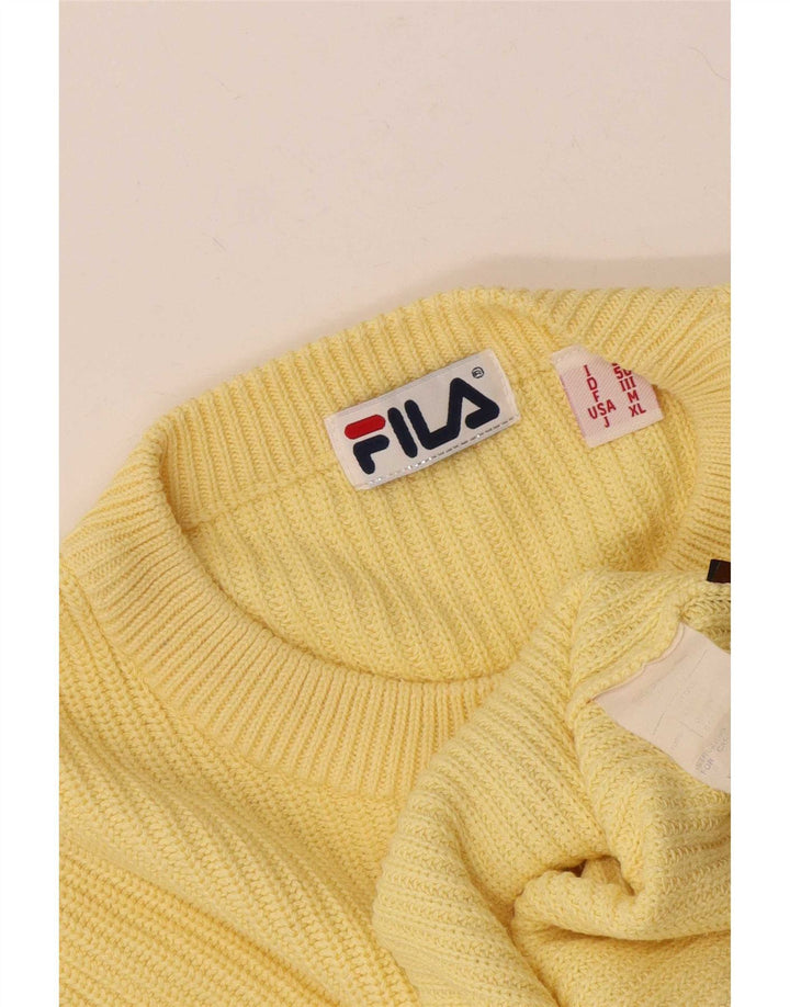 Fila Mens Crew Neck Jumper Sweater IT 50 Medium Yellow Cotton