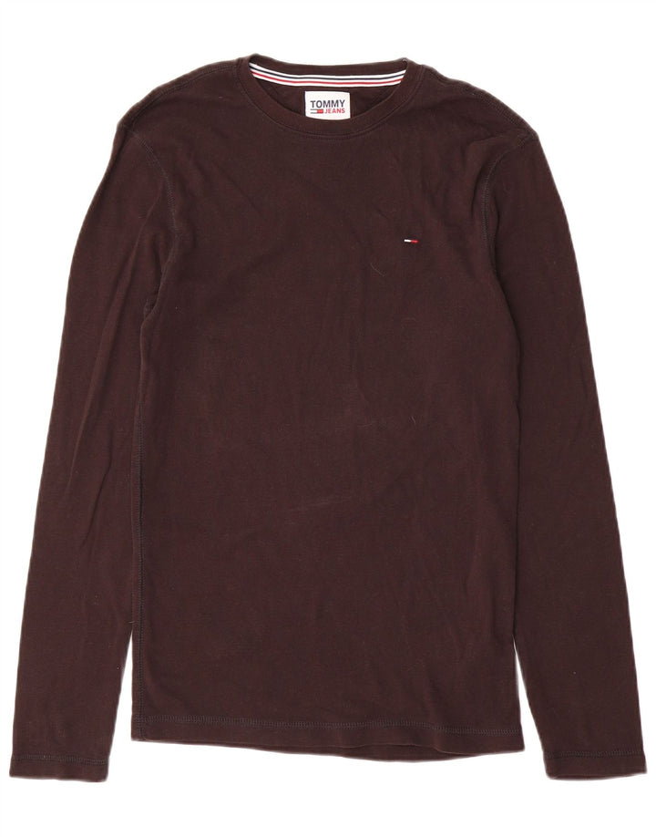 Tommy Hilfiger Womens Top Long Sleeve UK 12 Medium Brown Cotton