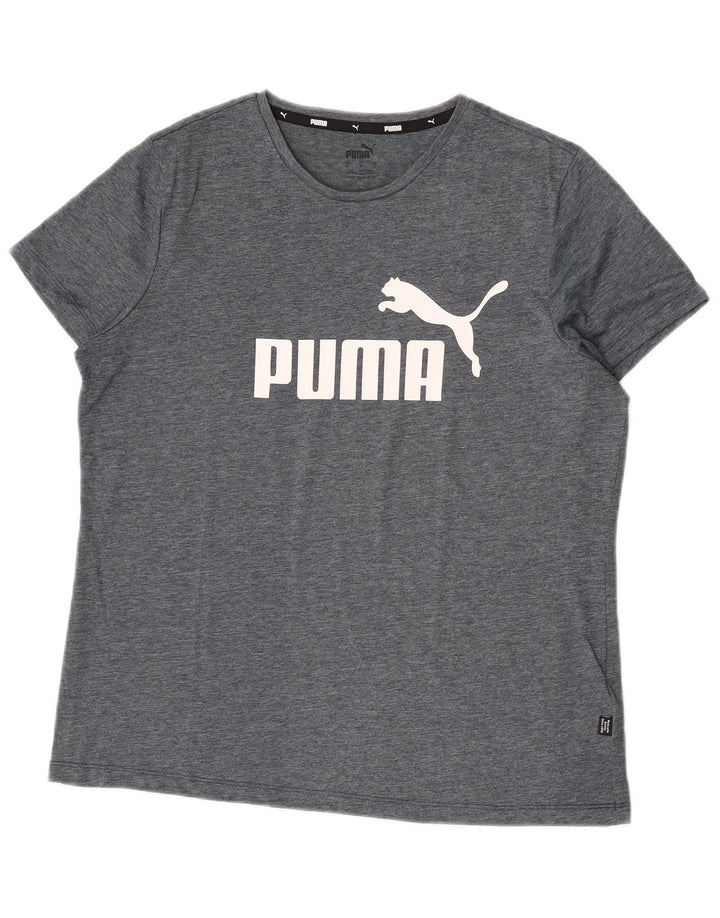 T-shirt grafica da uomo Puma Top grande in poliestere grigio