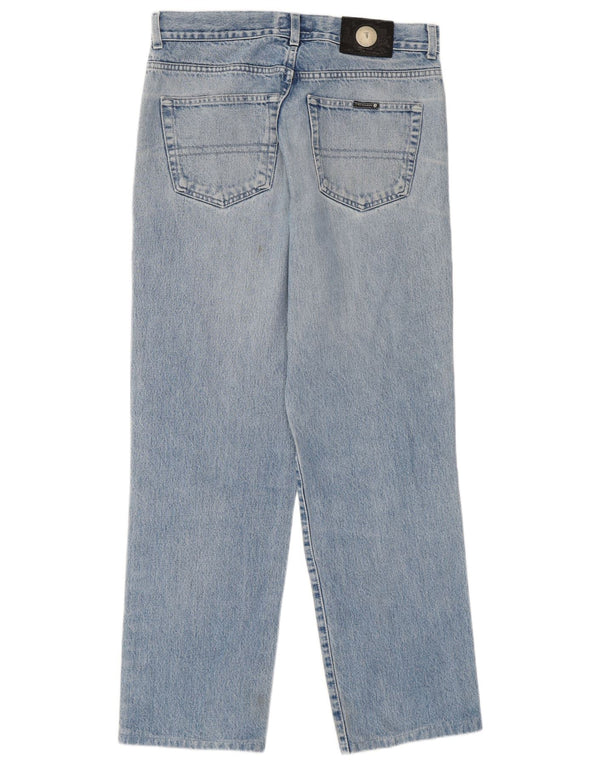 Trussardi Calça jeans reta masculina W33 L29 algodão azul