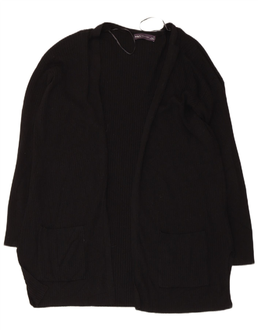 Marks & Spencer Womens Open Cardigan Sweater UK 14 Medium Black Viscose