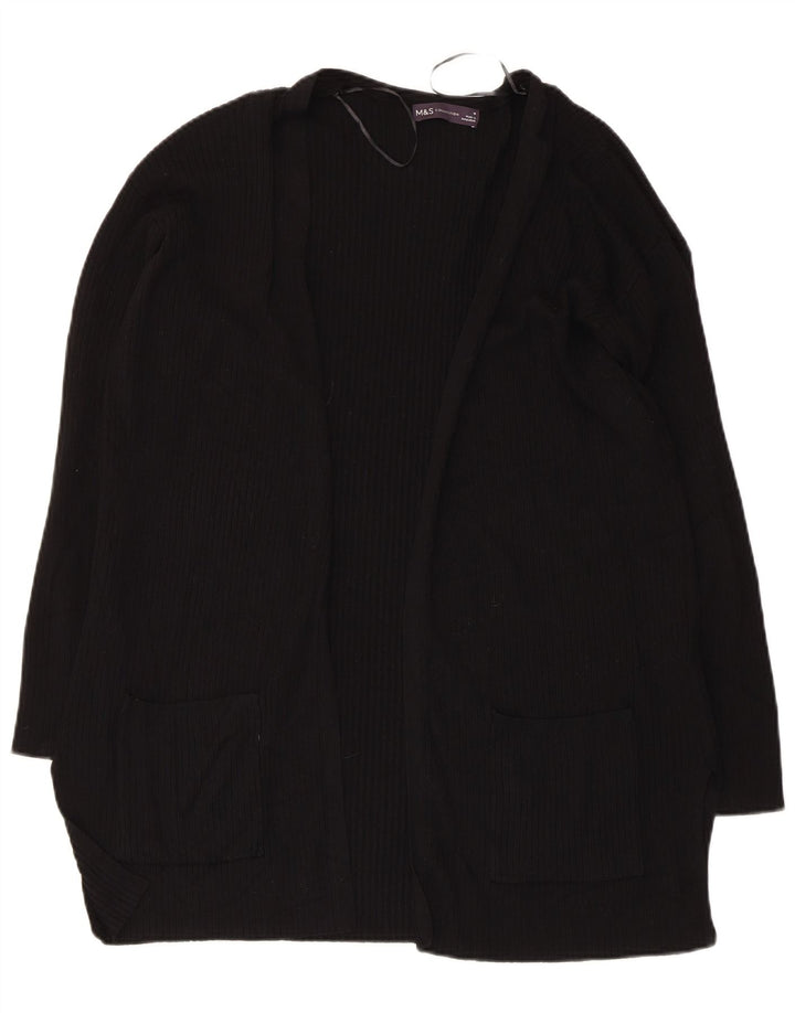 Marks & Spencer Womens Open Cardigan Sweater UK 14 Medium Black Viscose