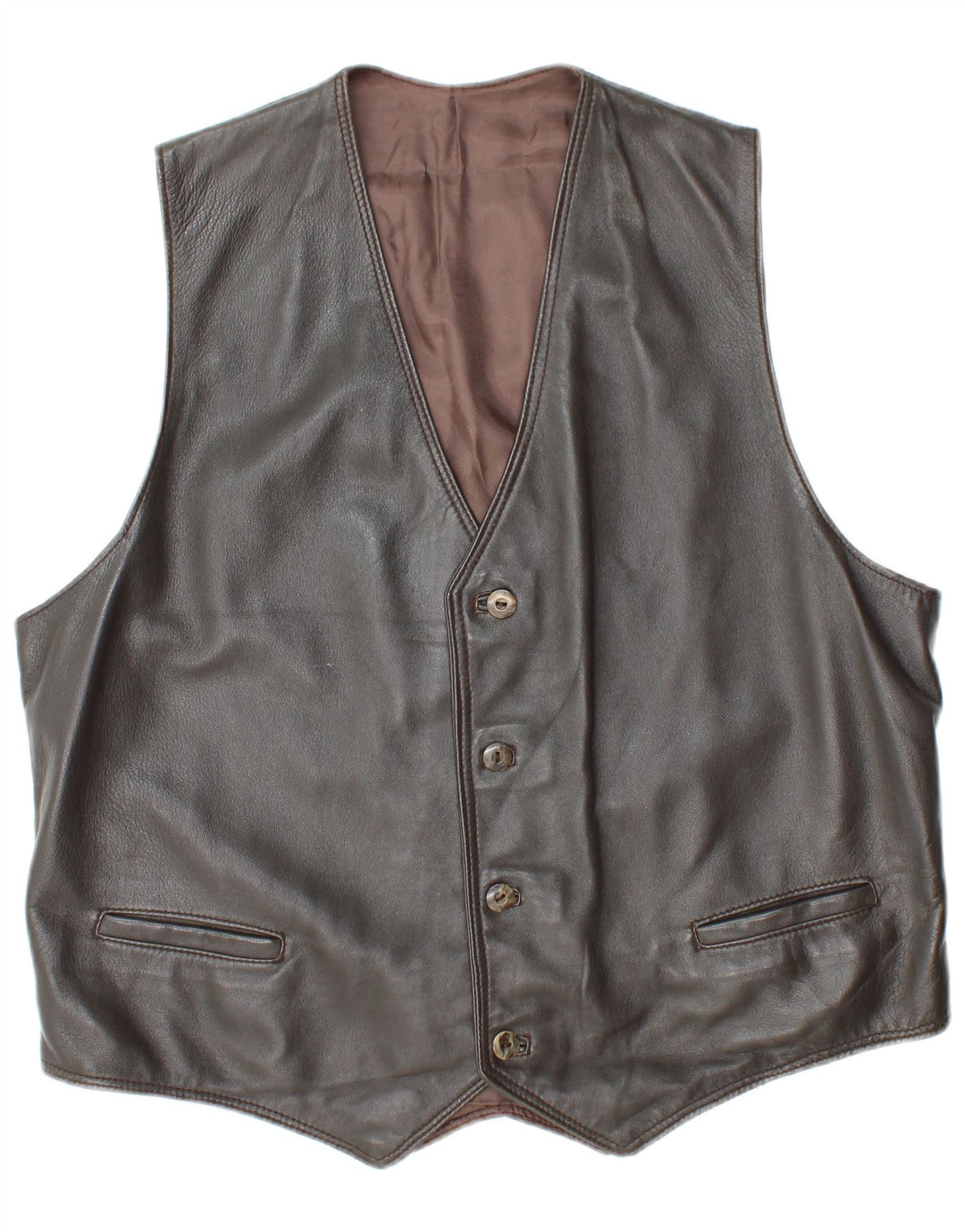 VINTAGE Herren Lederweste UK 38 Mittelgrau